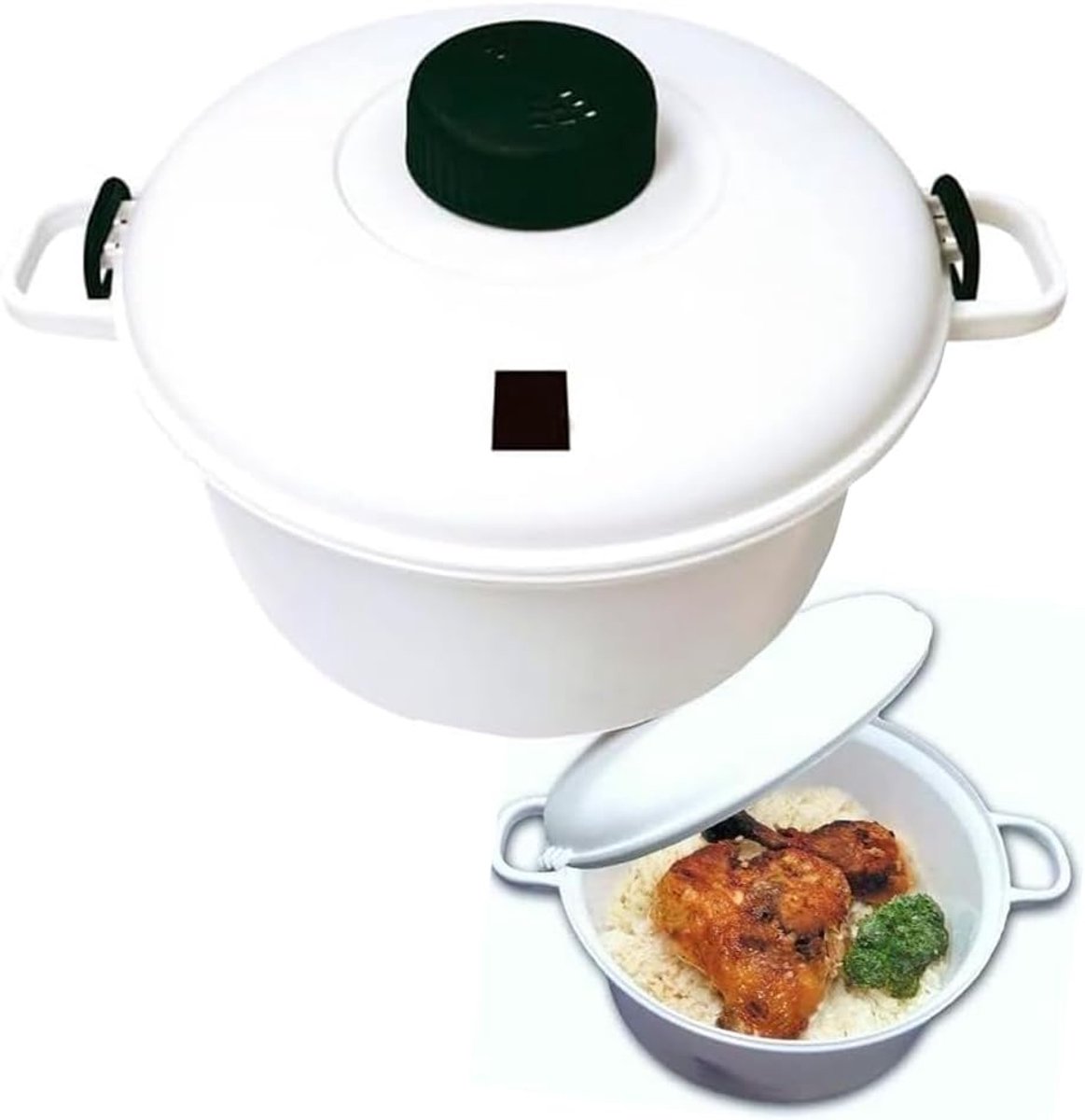 Snelkookpan voor Magnetron 2,8L – Gezond en Snel Koken met Stoomventiel, Luchtdichte Sluitingen, Inclusief Maatbeker en Spatel