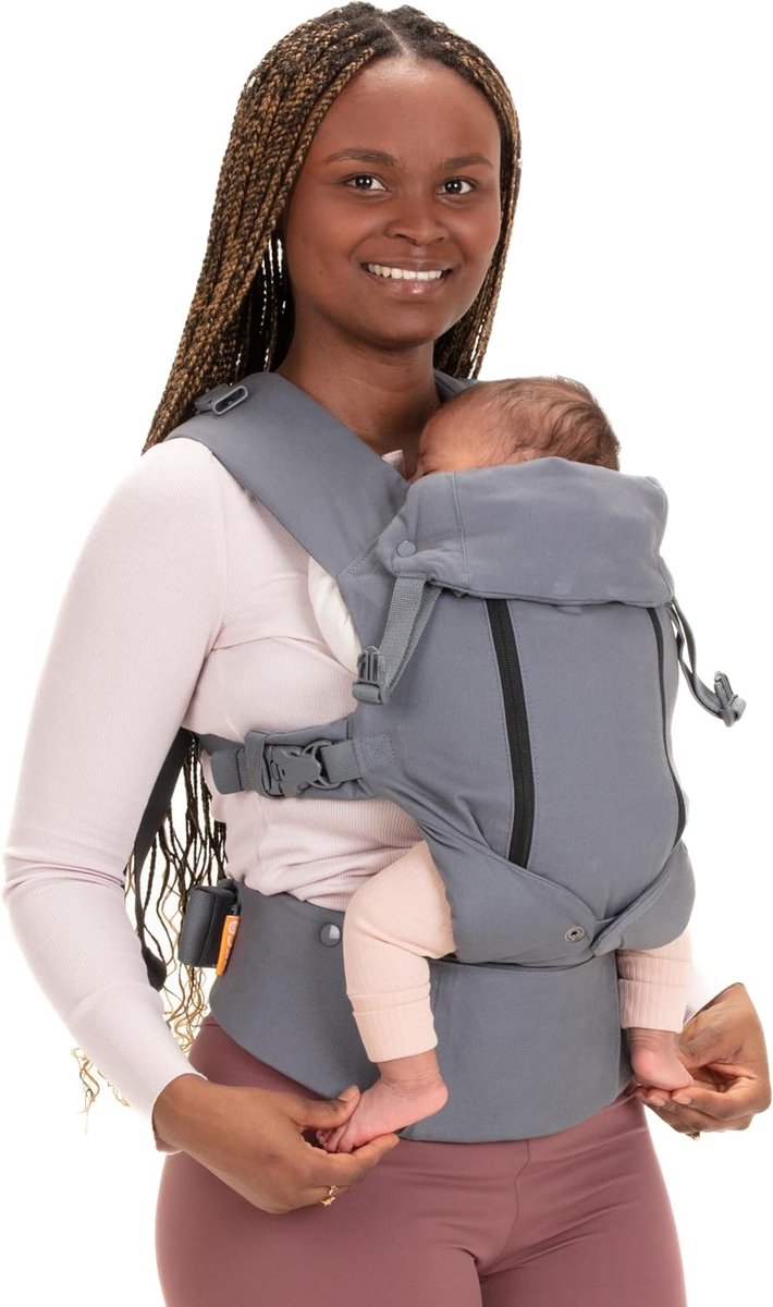 8 draagzak voor pasgeborenen tot peuters - ergonomische draagzak met cool air mesh, verstelbaar, gemakkelijk vast te maken, gewatteerde heupriem 7-45lbs (Cool Dark Grey)