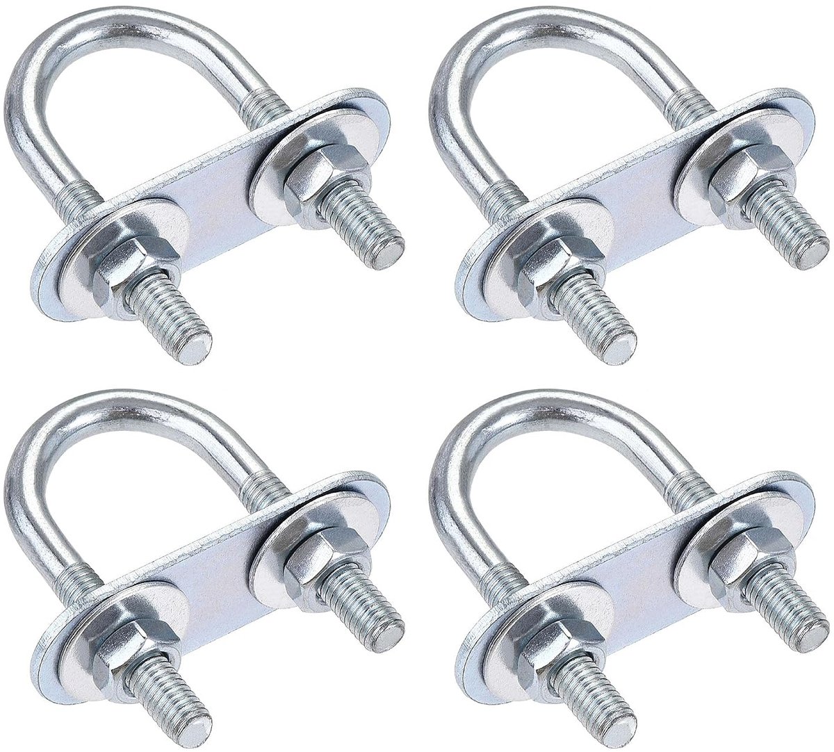 sourcing map Ronde bouten U 20 mm binnenbreedte 50 mm lengte staal M6 met moer sluitring 4 sets