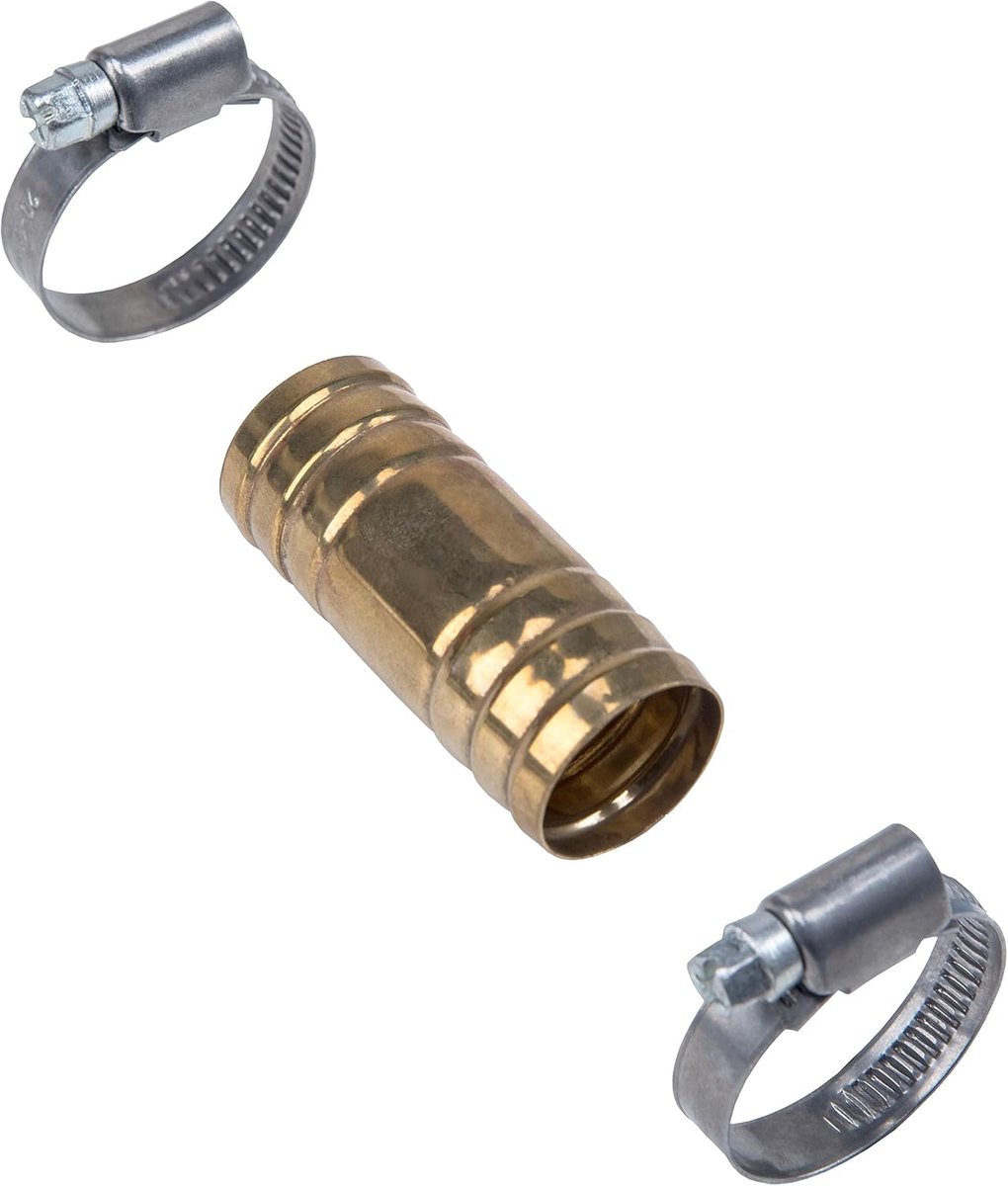 slangkoppeling met 2 klemmen 3/8 inch, messing, TEC308400 1 inch