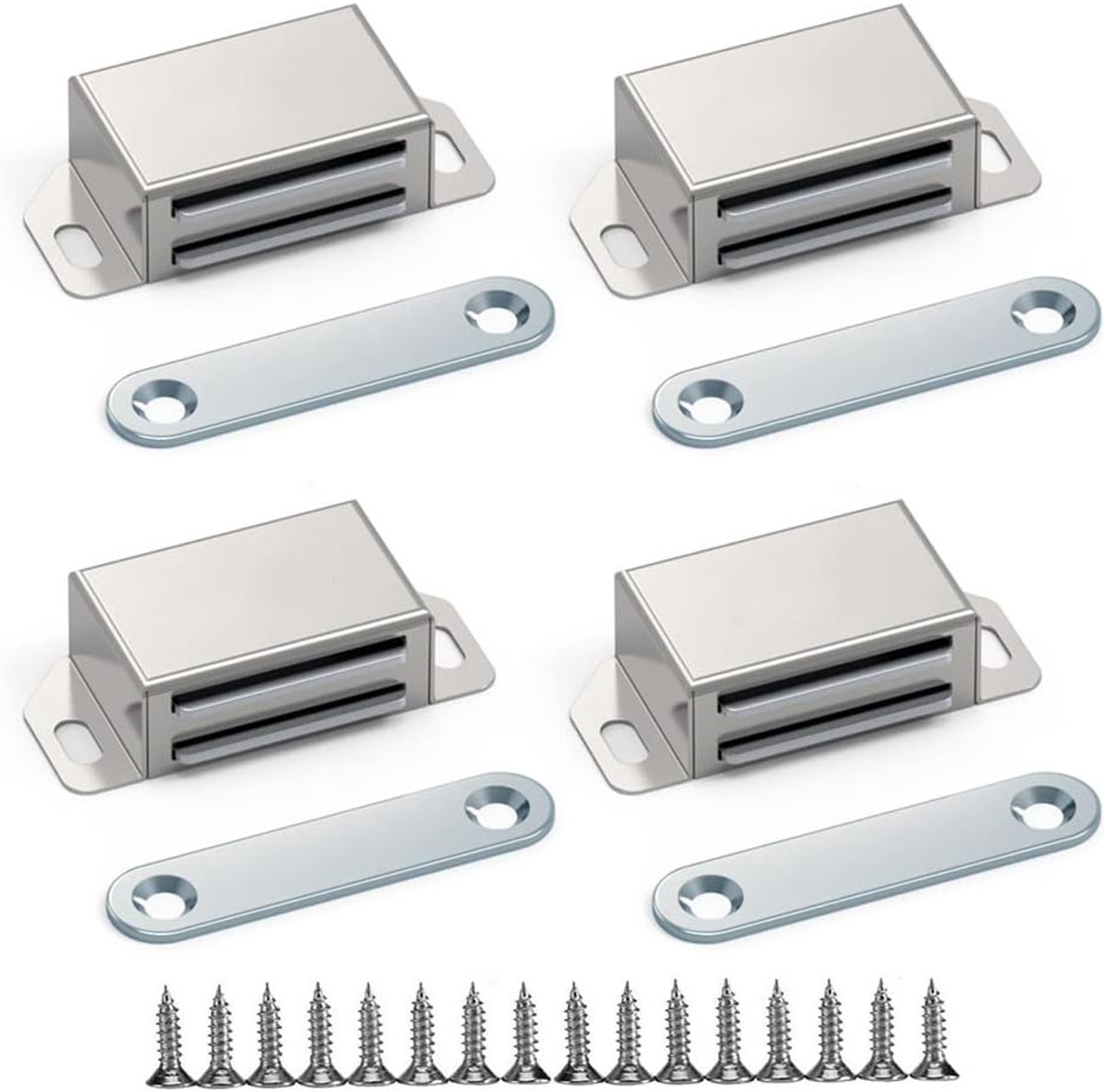 Deurvangst 4-Pack Kastdeur Magneten Roestvrijstalen Lademagneet Kastgrendels voor Keuken Badkamer Lade Kast met 16 Schroeven
