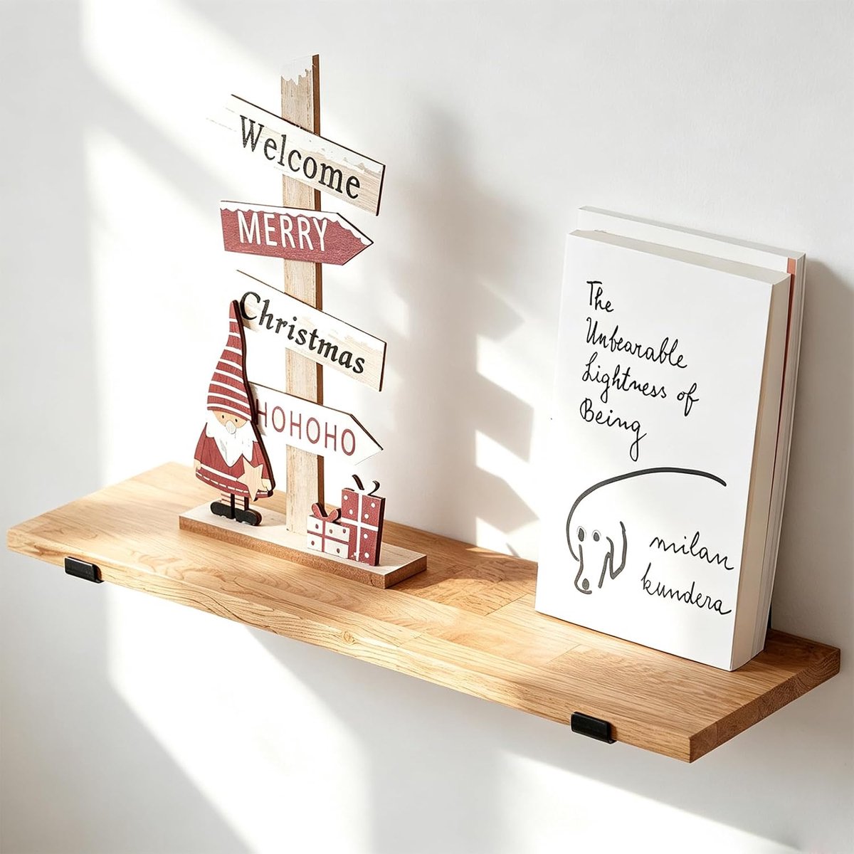 Zwevend rek van massief eiken, wandplank hout planken wandbord voor badkamer, slaapkamer, woonkamer, keuken, kantoor, wasruimte en rustieke wandplanken voor opslag (30 cm)