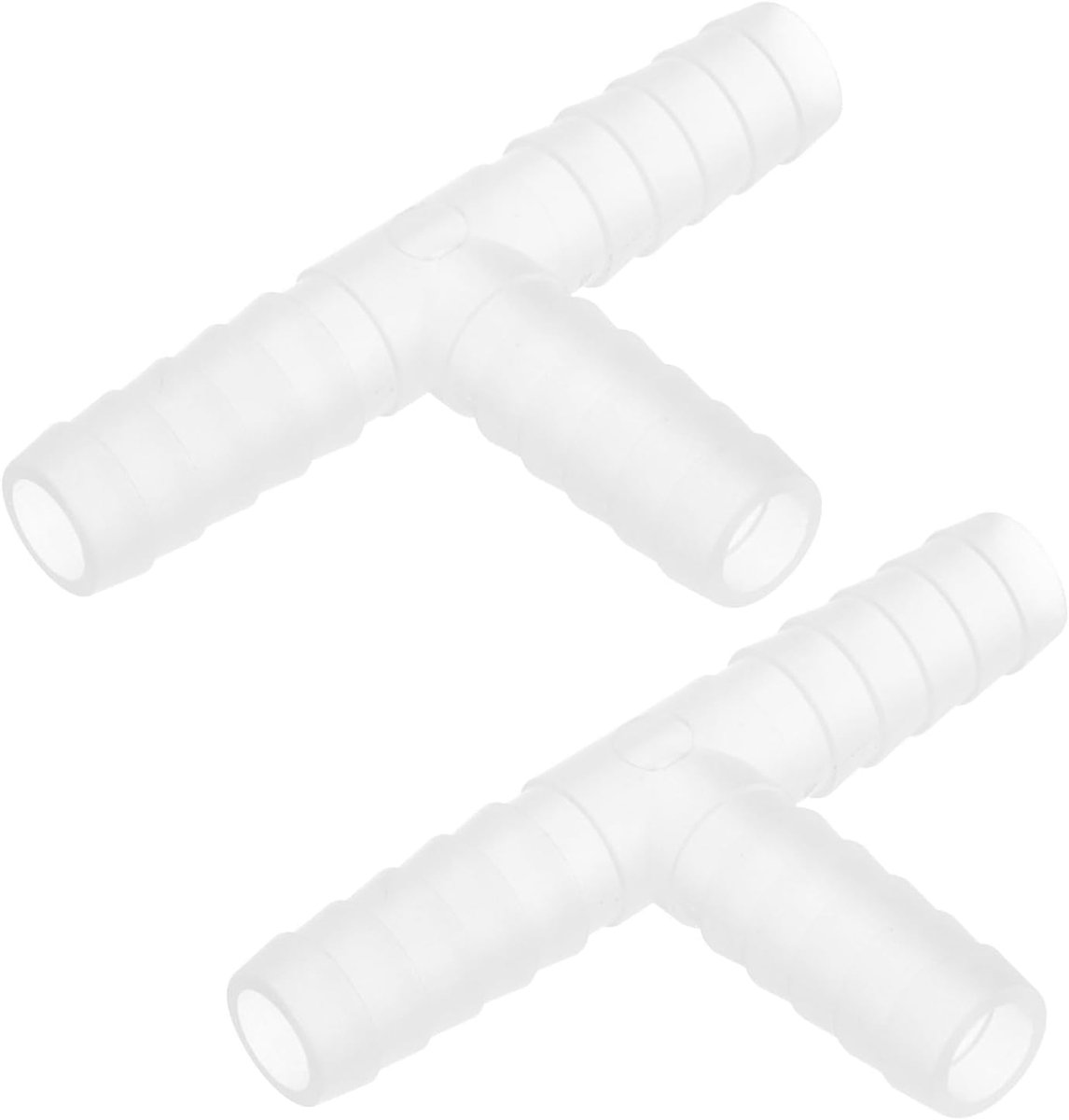 T-verbinding kunststof snelkoppeling 3-weg gelijke T-vormige fitting slang AD 3/8" voor ID 8-9 mm waterkoelingslang Wit pakket van 2