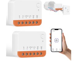 MINIR4M Matter intelligente schakelaar, 2-weg smart switch, wifi-wandschakelaar, spraakbediening, compatibel met Alexa/Google Home/Home Assistant, 2400 W/10 A, vereist een neutrale draad