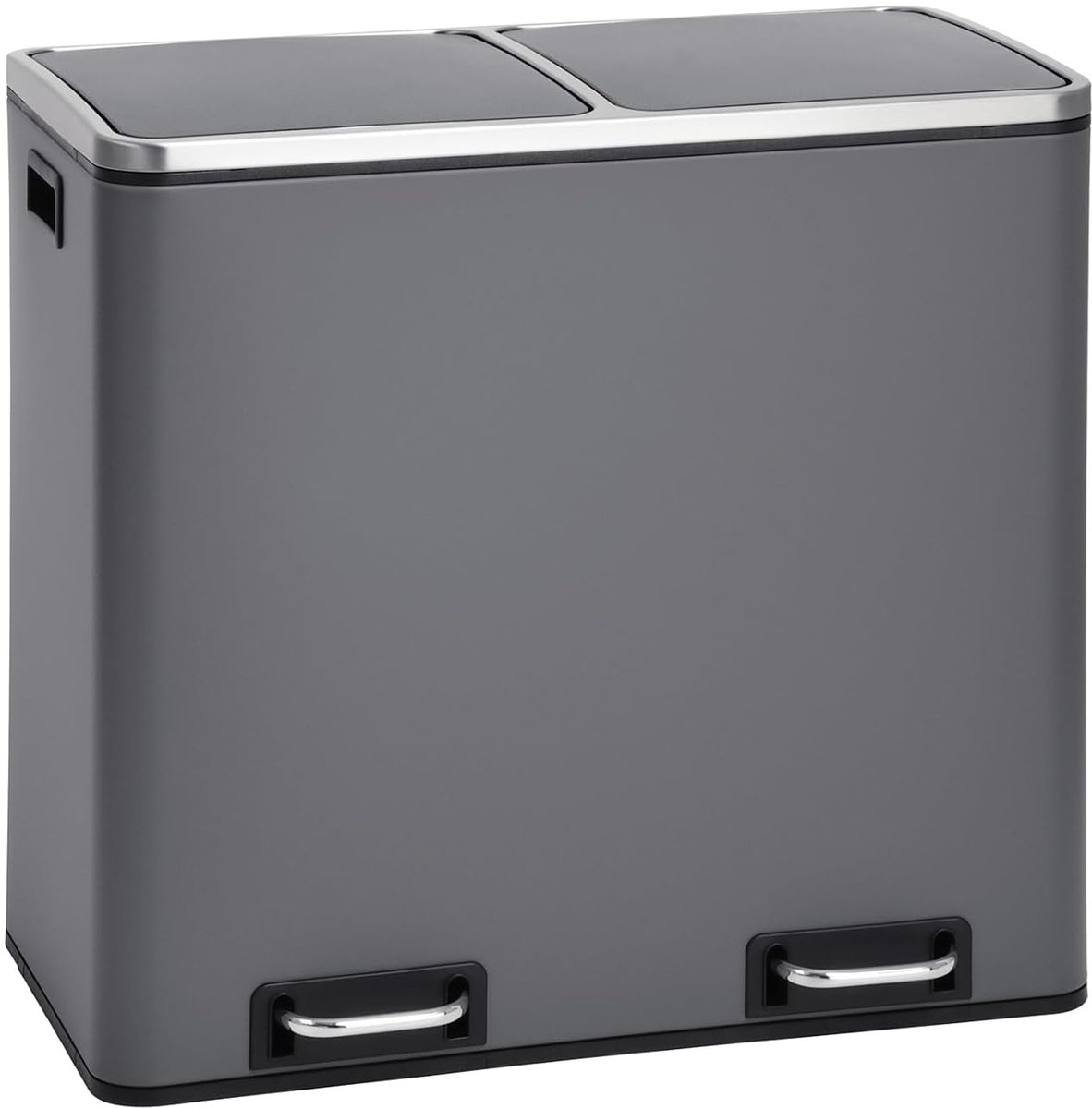 TM2X24 Pedaalemmer, 48 liter, afvalemmer, vuilnisemmer, design afvalscheiding, prullenmand, keuken-orde, uitneembare binnenemmer met handvat, deksel met sluitdemper, scheidingssysteem (grijs)