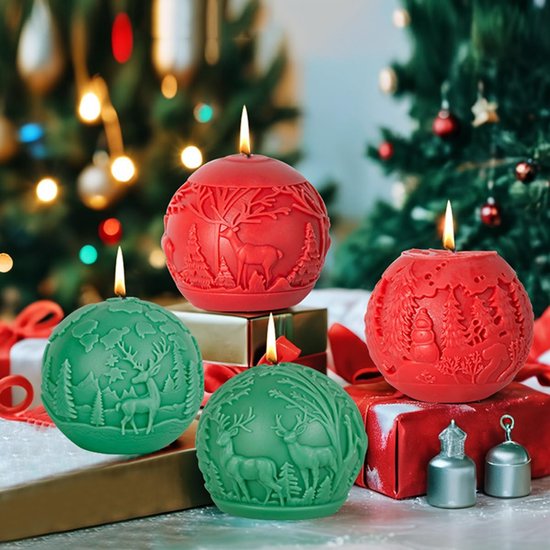 4 stuks kaarsfarm siliconen kerstkaarsvormen om te gijlen siliconen handgemaakte kaarsfarm siliconen vorm kaars gietvorm kaarsen siliconen vorm kaarsvorm kaars vormen voor kerstdecoratie — afbeelding 4