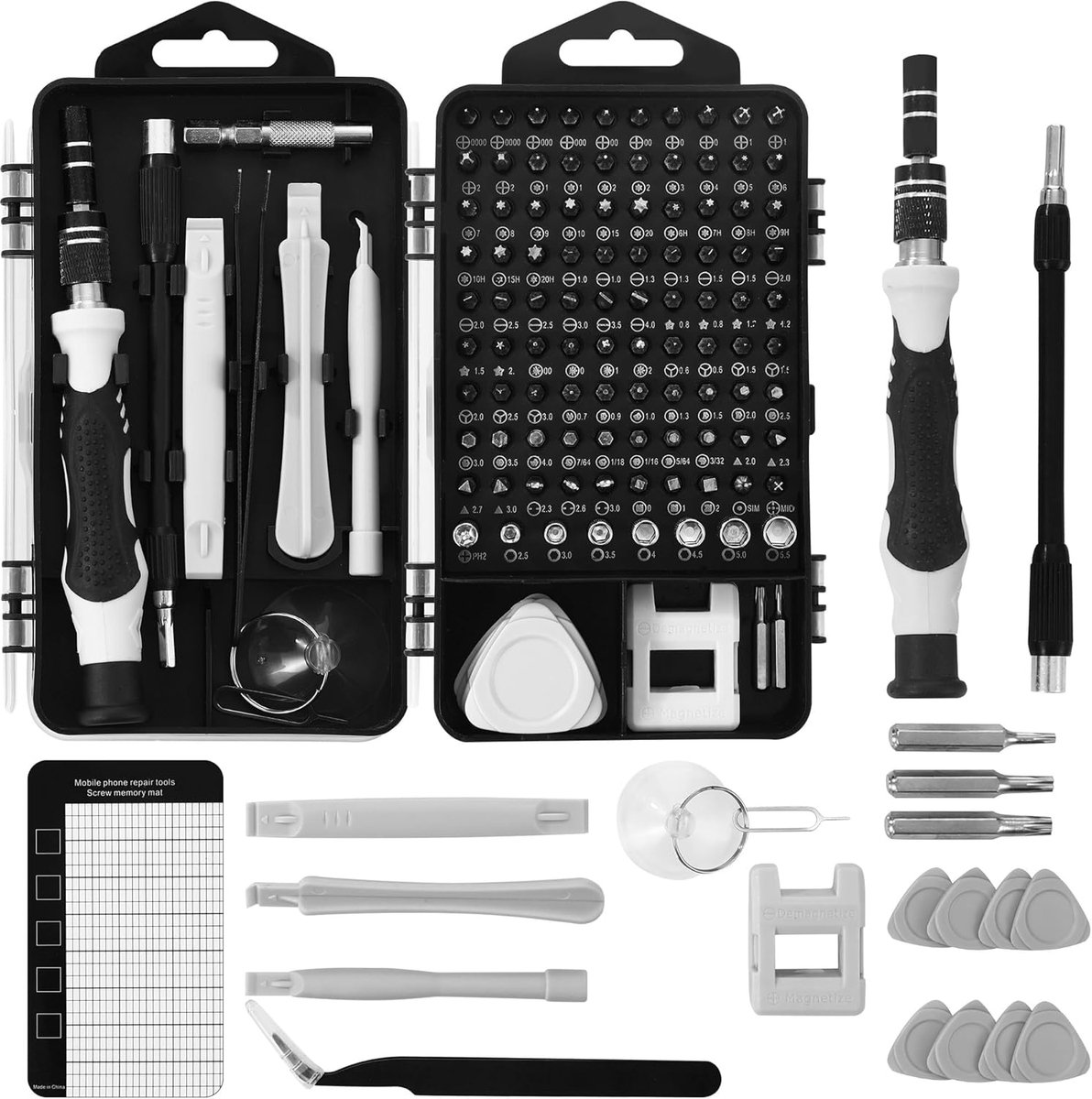 Schroevendraaiergereedschapsset, 122-in-1 gereedschapsset voor precisiemachines. Mini-schroevendraaierset geschikt voor het repareren van mobiele telefoons, tablets, pc's, horloges, brillen