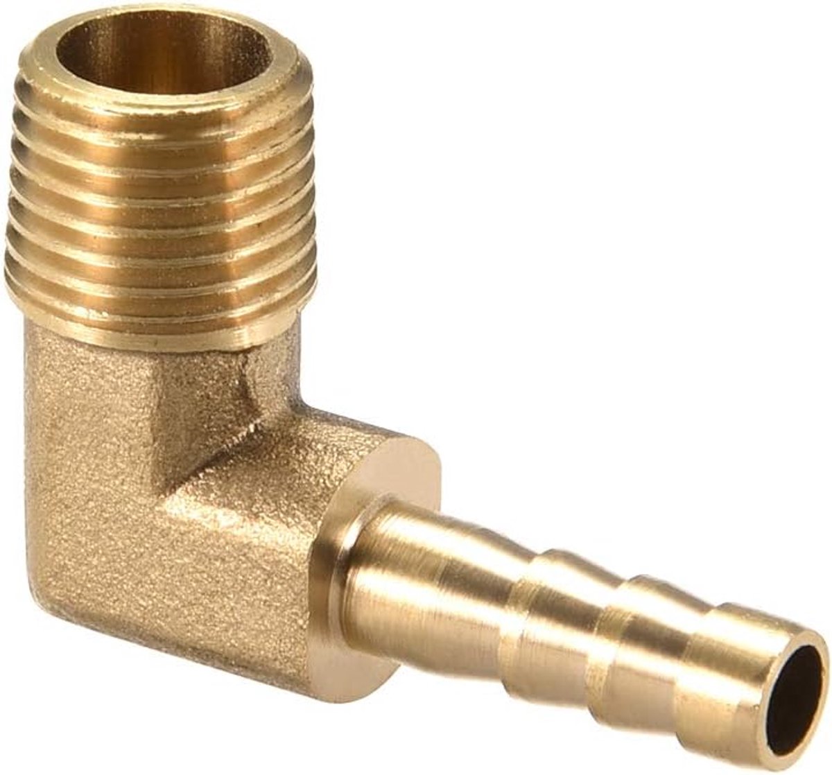 sourcing map Messing Barb slang 90 graden ellebogen 6 mm stekel x 1/8" G stekker fluit 1/4 G Male x 6mm Barb