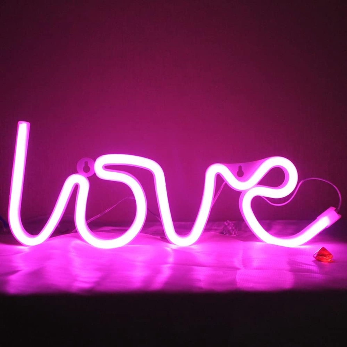 USB- of batterij-aangedreven liefdesnachtlampje voor Valentijnsdagdecoratie Kerstmis verjaardag meisjeskamer woonkamer (roze)
