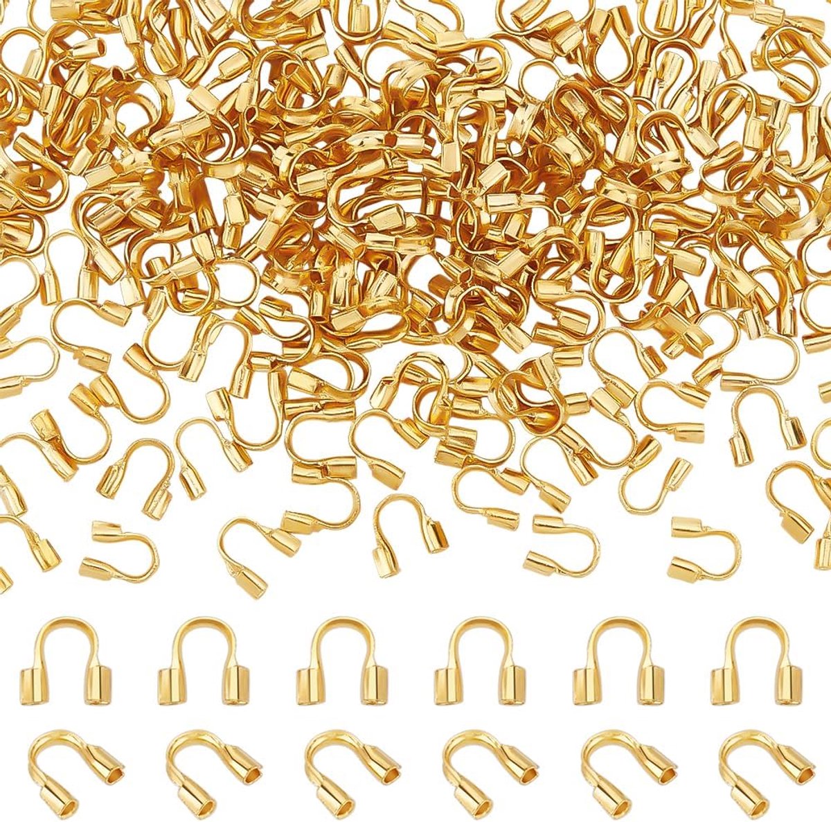 PH PandaHall 200 stuks messing draad beschermer en beschermers gouden U-vorm draadbeschermers lus guardian draadbeschermers sieraden zoeken voor oorbel armband kralen sieraden knutselen maken gat: 0,5