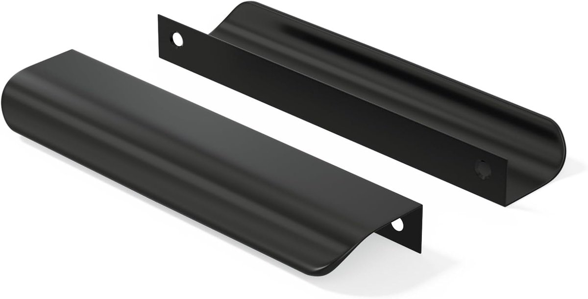 10x 128 mm meubelgrepen profielgreep aluminium zwart kastgrepen, moderne keukenhandgrepen gebogen deurgreep verborgen ladegreep - goudwarm Schwarz Lochabstand: 128mm