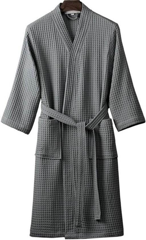 flintronic Wafelochtendjassen, uniseks, wafelkimono, badjas, ochtendjas, lange badjas van katoen, lichte badjas voor spa, hotel, loungewear, nachtkleding, alle seizoenen — afbeelding 5