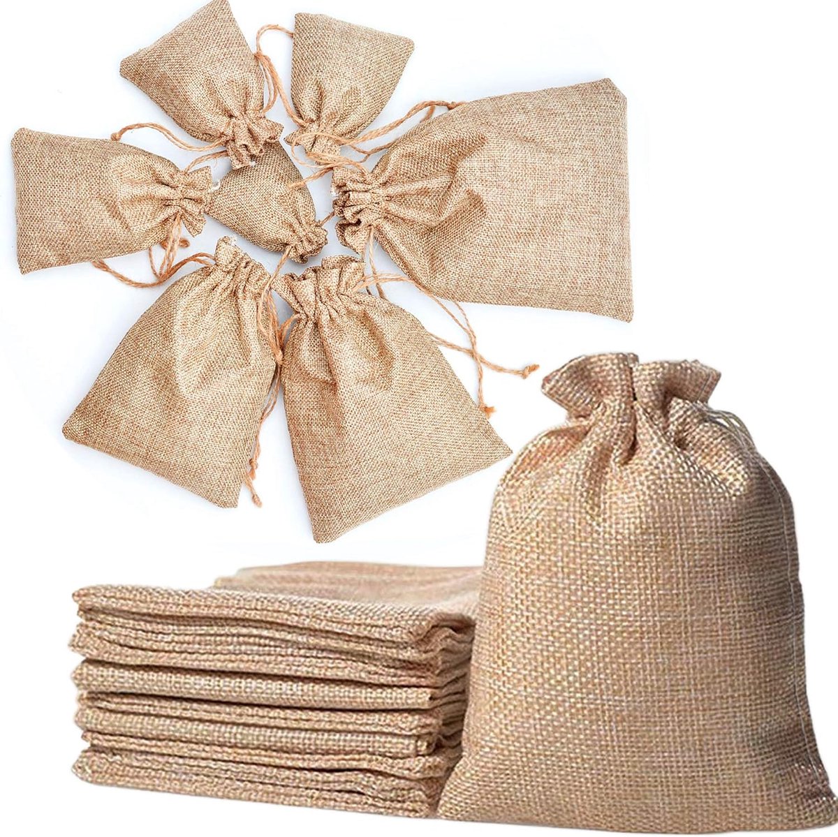 Linnen Tassen 50st Bruiloft Hessische Jute Jute Sieraden Pouch Gunst Gift Zakken