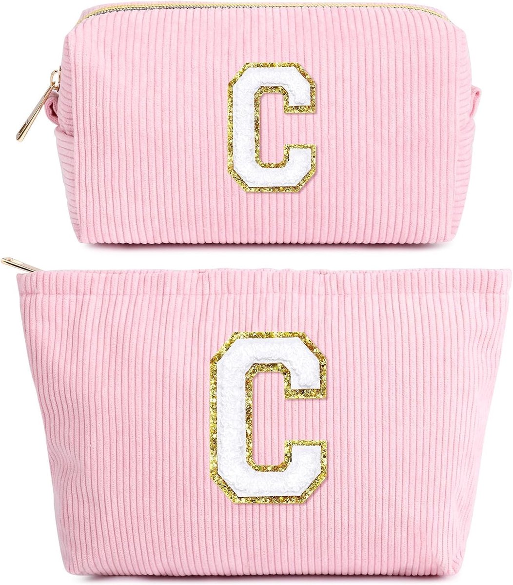 2 stuks make-uptas voor dames, make-uptas, reis-make-uptas, roze beauty-case, cadeau voor verjaardag met Kerstmis, ideaal voor vrouwen, meisjes, vriendin, beste vrienden C