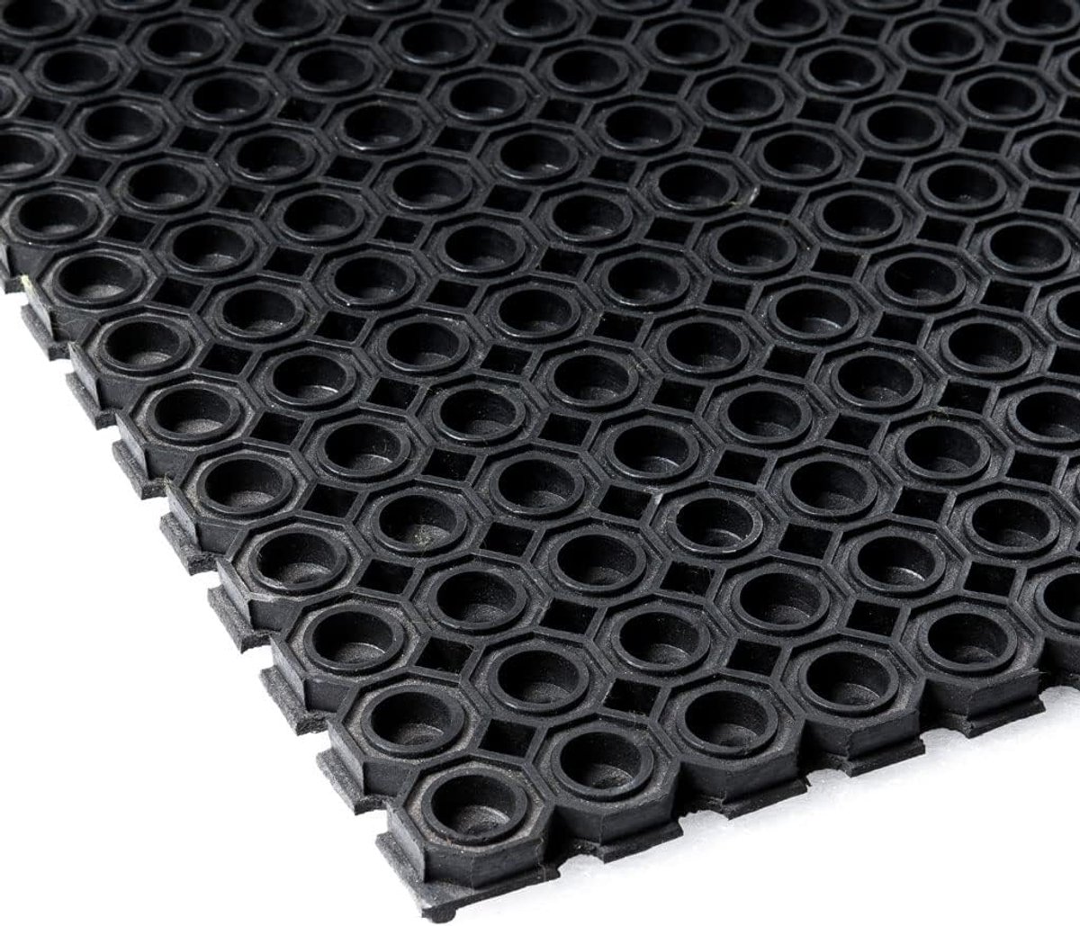 Rubber Ringmat 100x150 cm Zwart - Zware belasting - Deurmat voor buiten in de tuin of bij de achterdeur