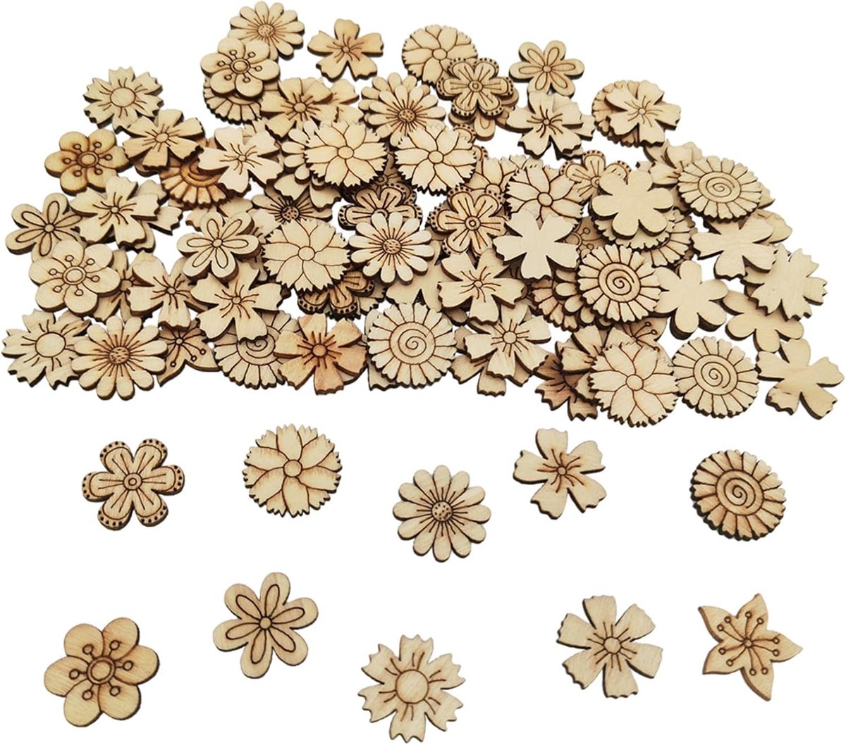 Houten uitsparingen, blanco houten plakjes, versieringen, houten stukken voor ambachten, cadeaulabels, schilderen, woondecoratie (gemengde vormen B)