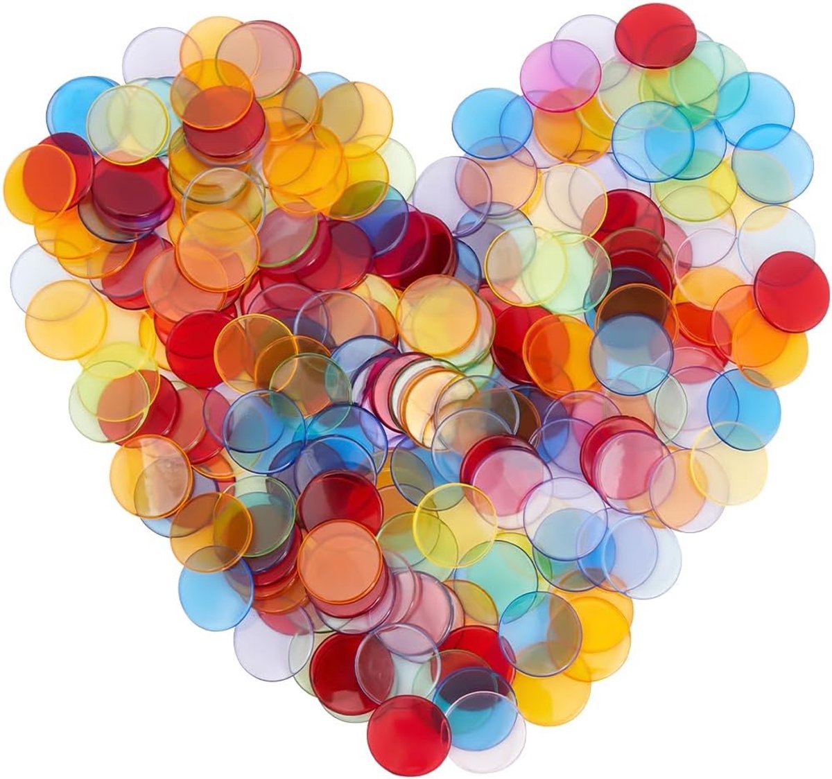 200 stuks telchips gekleurde ronde platte plastic schijven decoratieve kerstornament schijven chipmarkers doorschijnende ronde cirkels mozaïektegel voor wiskundeoefening leren