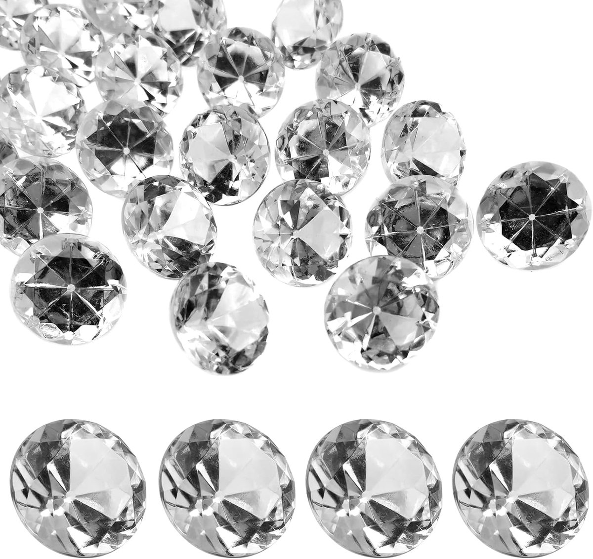 100 stuks acryl diamanten edelstenen, 25 mm, acryl edelstenen, vulpen, nep-edelstenen, kunststof diamanten, decoratie voor bruiloft, feest, vazenvulling, kunsthandwerk, decoratie (transparant)