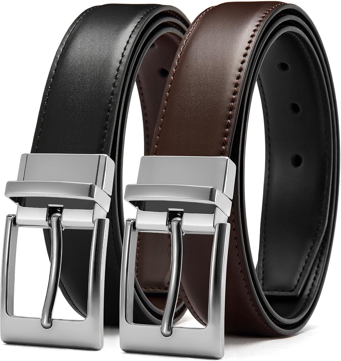 Heren Riem Leren 1 Stuk, Herenriem Omkeerbare Zwart Bruin 32mm, Draaibare Gesp voor Pakken en Casual Jeans