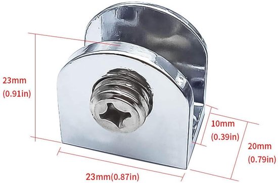 Glasklemmen, verstelbare glashouders, solide zinklegering, klembevestiging voor 6-10 mm dik glas en acrylglas, 6 stuks — afbeelding 4