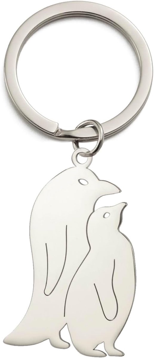 Pinguïn ijsbeer moeder kind oudersleutelhanger roestvrij staal, bedel, portemonnee, hanger, handtas, tas, decoratie