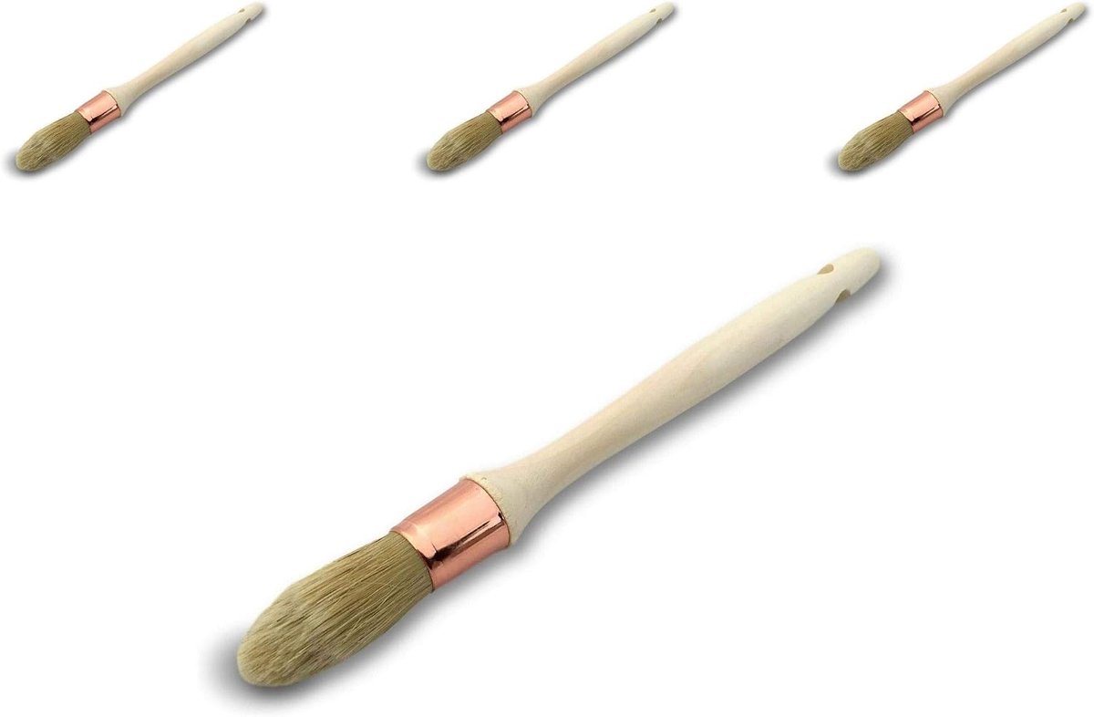 371D21_2cx3 | 3-delige set | duimpenseel | ronde borstel van witte zijde | Ø 21 mm | kleur renovatie sierlijsten sierlijst hoekprofiel