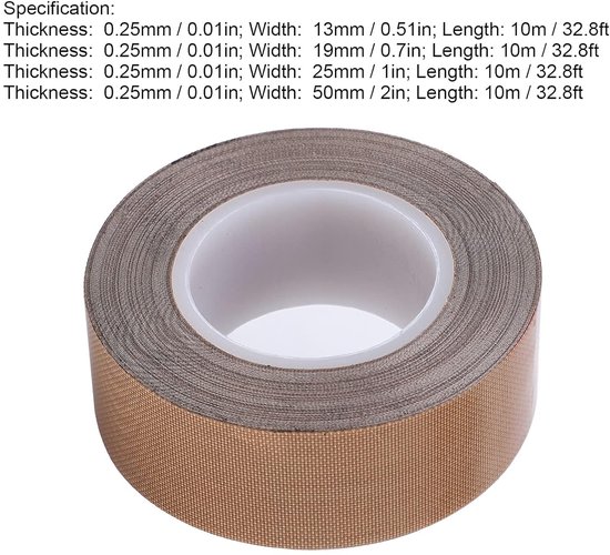 Teflon-tape op Hoge Temperatuur Zelfklevende Afdichting op Hoge Temperatuur Isolerend Thermisch Gereedschap voor Vacuümverzegelaar(0.25mm x 13mm x 10m) — afbeelding 2