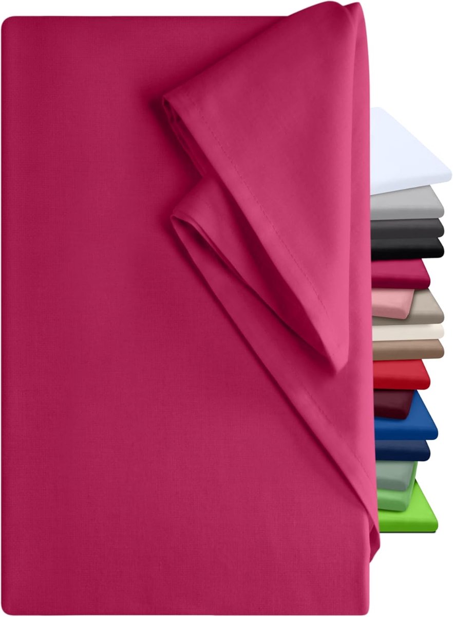 npluseins Bedlaken zonder spanrubber - huishouddoek in vele kleuren en maten - 100% katoen, ca. 180 x 275 cm, wijnrood