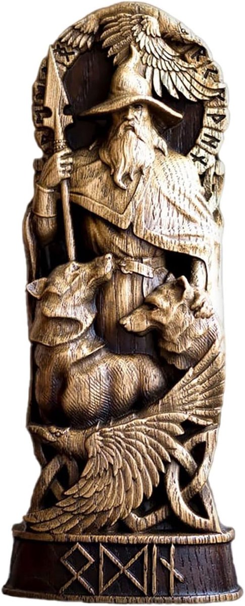 figuur, decoratie Odin, Noordse god-figuren, decoratief beeldje, Viking-beeld, Duitse god, Scandinavische decoratie, wodan, wijnkast Nordic god (Odin)