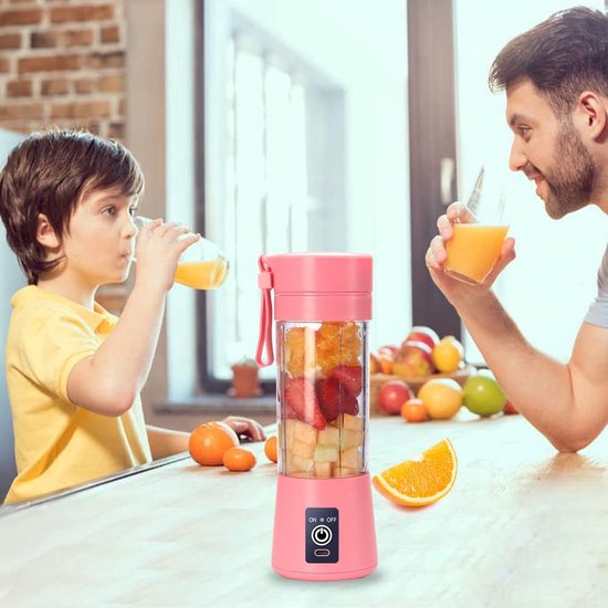 Blender, Persoonlijke Juicer Cup, 380 ml Handheld Fruit Mixer Machine USB Oplaadbaar met 6 Power Blades Travel Blender voor Smoothies en Shakes (Roze) van Blender — afbeelding 5