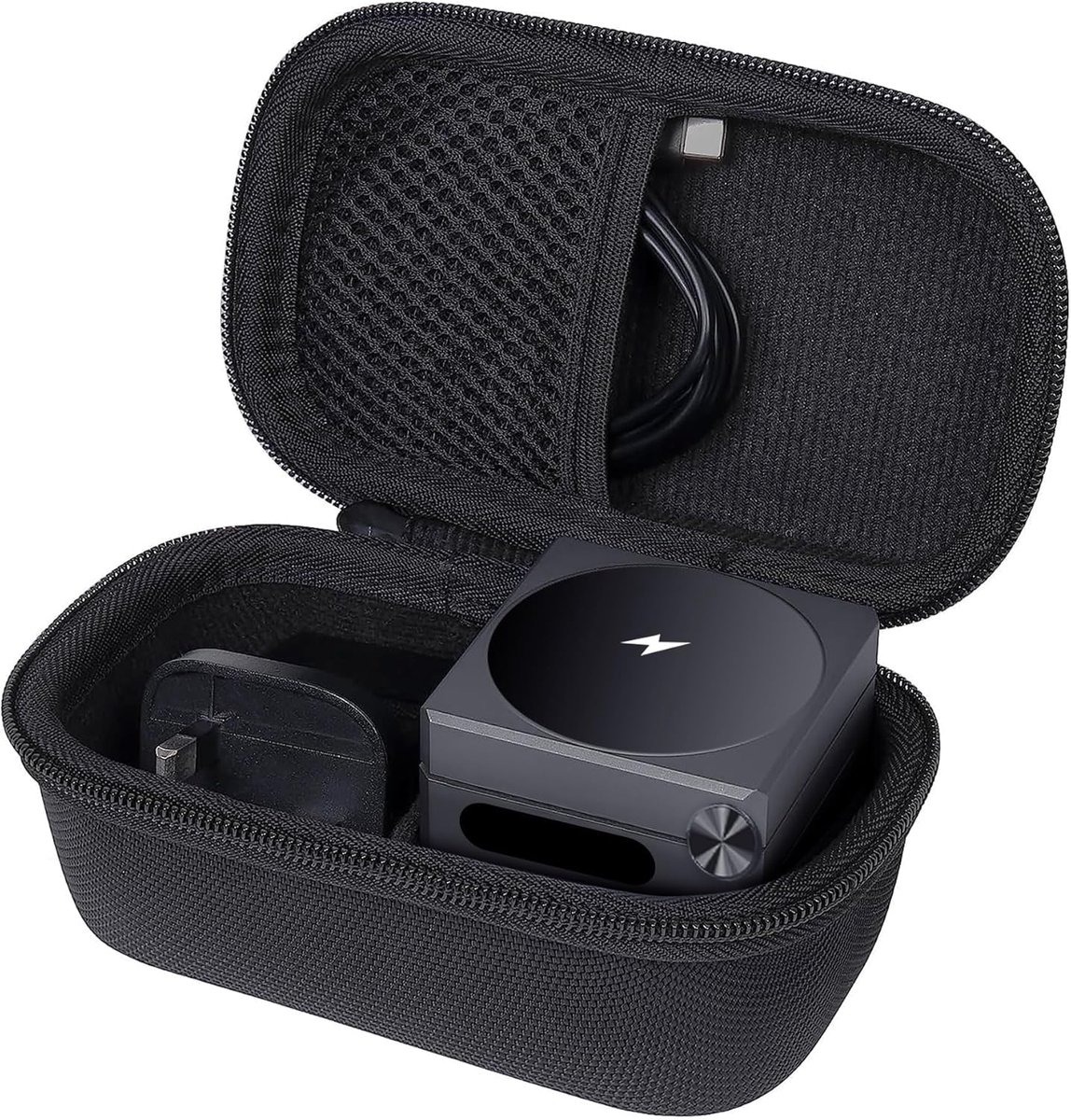 co2CREA Opslag Travel Hard Case voor Anker 3-in-1 MagSafe Opladen Opvouwbare Draadloze Oplader, Alleen Case, Zwart, Case for Anker Cube 3-in-1