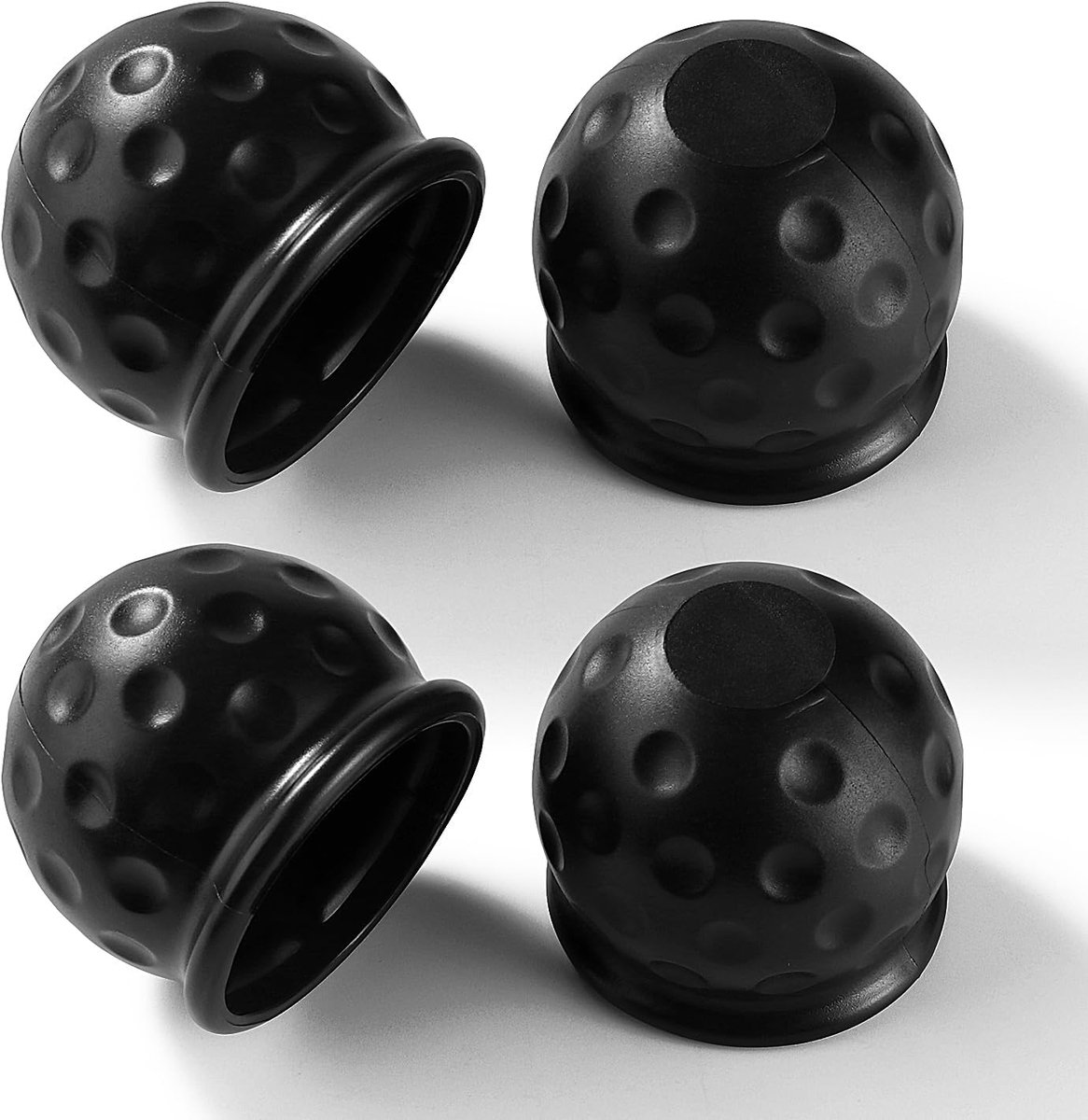 4 Stuks Kogelafdekking voor Trekhaak, 50 mm Trekhaak Beschermkap, Kogelafdekking voor Universele, Zacht Rubberen Trekhaakafdekking, voor Vrachtwagen met Aanhanger RV, Zwart