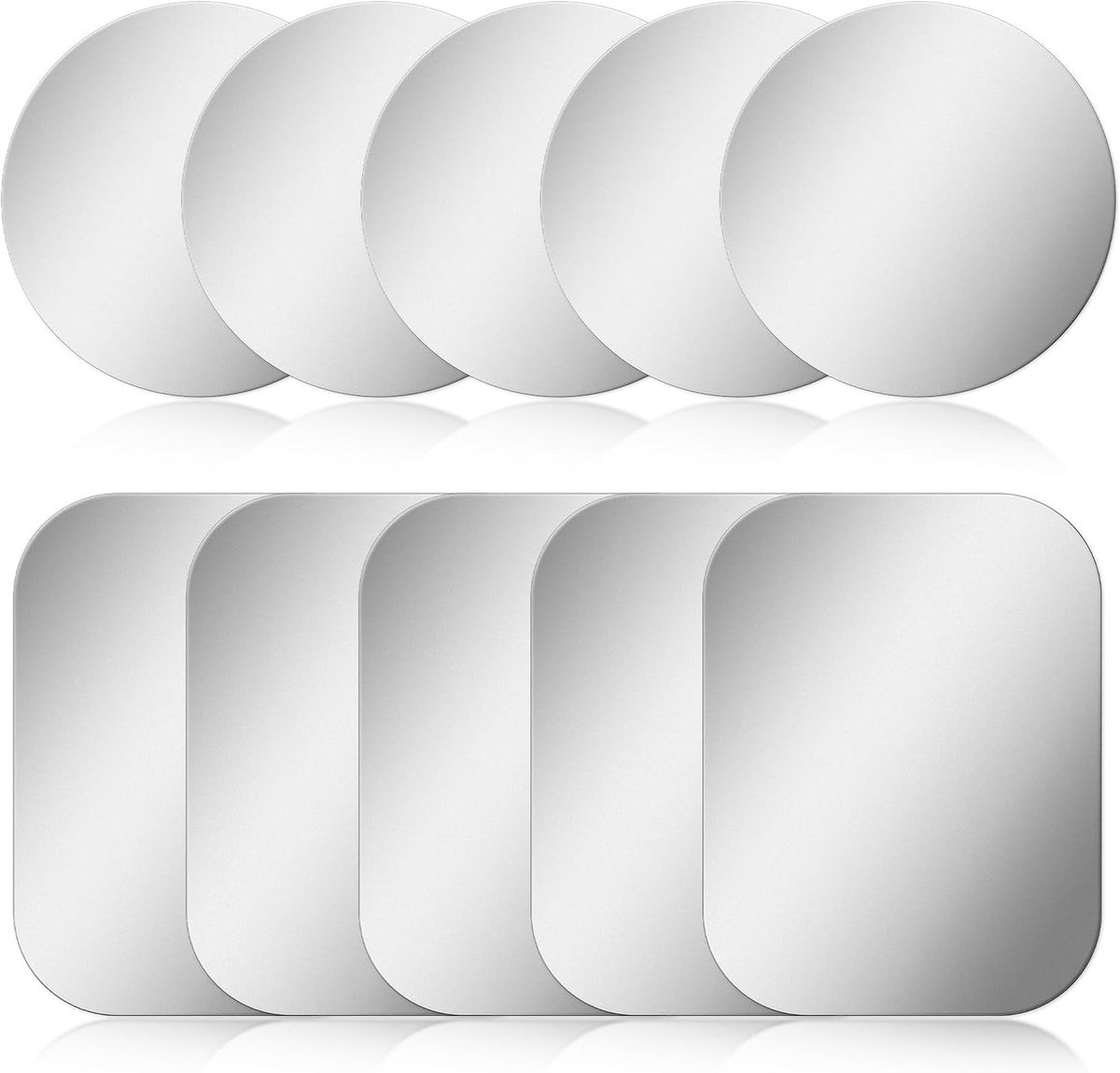 10 stuks metalen plaatjes, zelfklevend, magneet voor mobiele telefoon, universeel compatibel, zilver, 48 gram, 10 x 15 x 1 cm, roestvrij staal, auto- en smartphonehouder