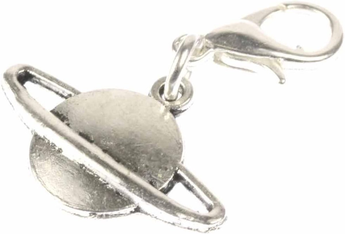 Saturn Charm ster planeet universum heelal - handgemaakte modesieraden I kettinghanger verzilverd - bedelhanger bedelarmband - hanger voor armband, 20 mm, Metaal, Geen edelsteen