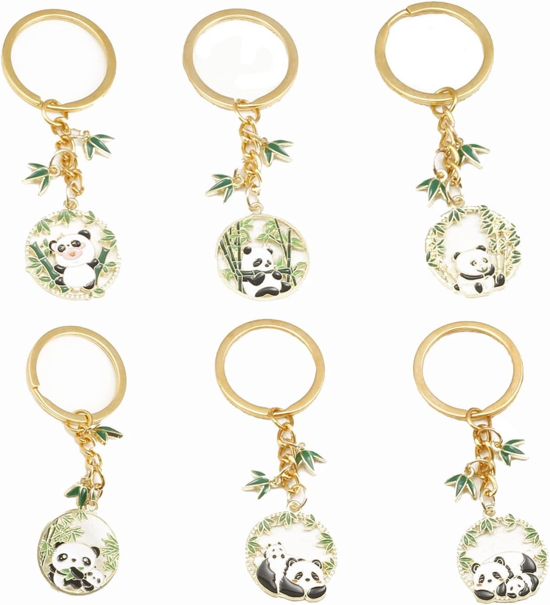 6 Stuks Panda Keychain, Panda Sleutelhanger, Panda Design Sleutelhanger, voor Portemonnees, Schooltassen, Reistassen