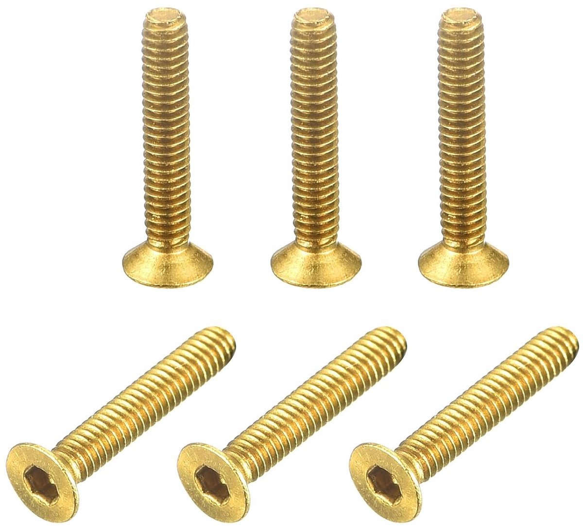 Platte kopschroeven met binnenzeskant, M2 - 0,4 x 12 mm, 6 stuks, bevestigingsschroeven met binnenzeskant van messing