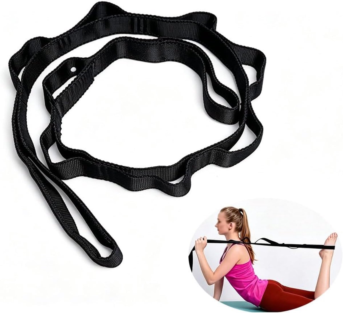 Stretchband, 200 cm verlengriem voor hangmat, yoga, klimtouw, verstelbaar, verlengbanden voor stretching, pilates, fitness