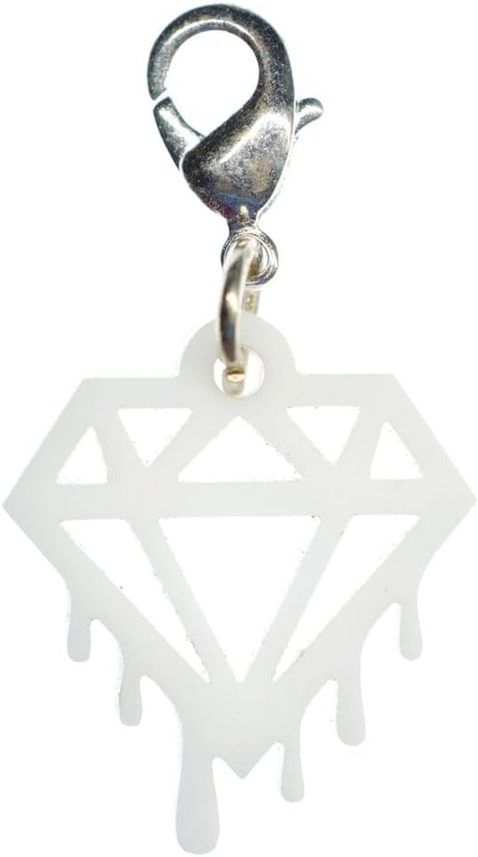 Bedels bling acrylglas - handgemaakte modesieraden I verzilverde ketting hanger bedelhanger bedelarmband - hanger voor armband, 30 mm, Diamant