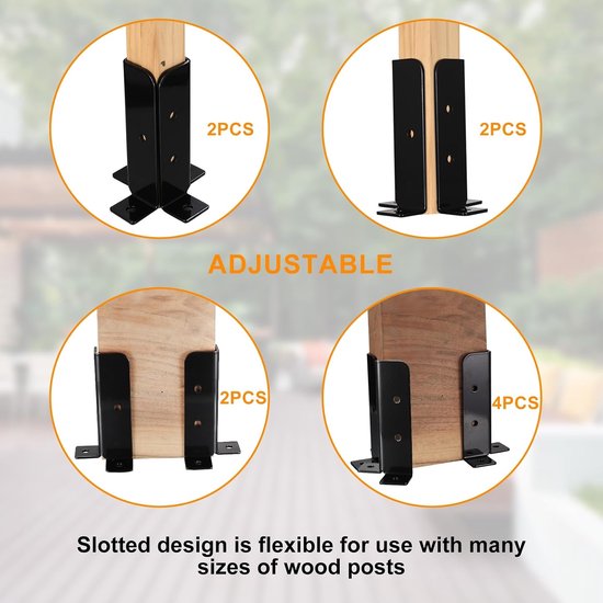 Posthouders, 4 Stks Steunklemmen, Ankerpalen, Dek Steun Base, Pergola Klemmen voor 38x38/50x50/50x101/101x101mm palen, Deck Railings Brievenbus — afbeelding 2