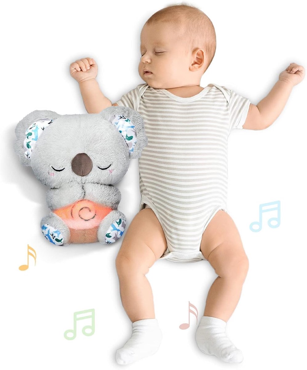 auby Soothe 'n' Cuddle Koala, pluche speelgoed met 10 slaapliedjes, lichten en ritmische ademhalingsbewegingen, cadeaus voor jongens en meisjes van 0 1 2 3 4 5 jaar, FR461553