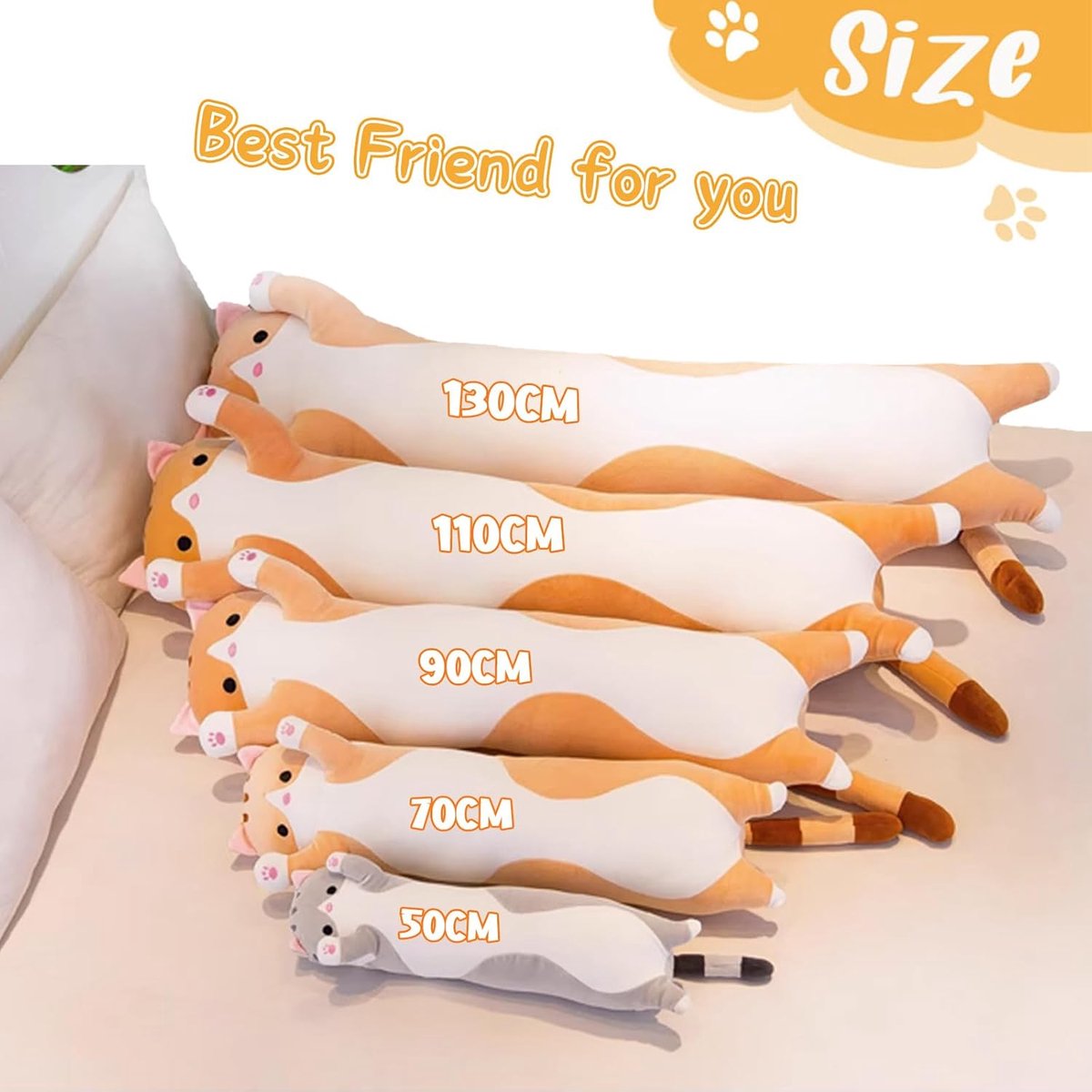 Pluche kussen schattig pluche kat poppen grote knuffels plueshies speelgoed schattige geschenken voor vriendin groot kat speelgoed voor kinderen (Roze, 70cm)