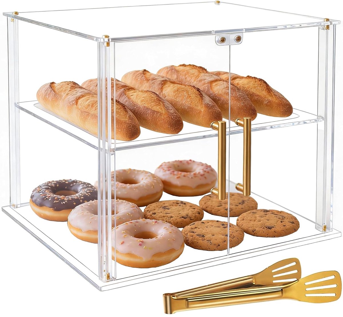 Bakery/Pastry Display Case 2 Laags - 5mm Acryl - Magnetische Deur - Houdt gebak vers - SnelShoppen