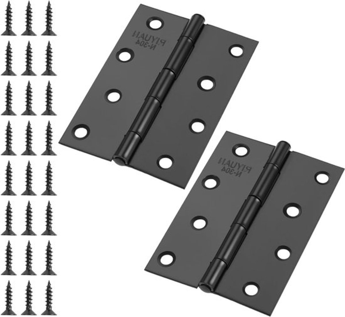 2 Deurs Scharnieren van RVS, Piano Scharnier, Zwart, 100 x 70 x 1 mm, Inclusief 18 Schroeven, Duurzame Hardware voor Deuren en Meubels