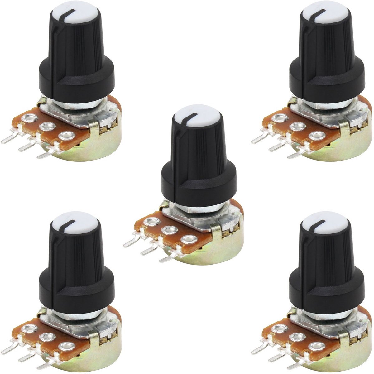 10K OHM B10K Lineair thermometer 3-klemmen draaipotentiometer met afdekmoeren en sluitringen 5 stuks (B10K-5PCS)