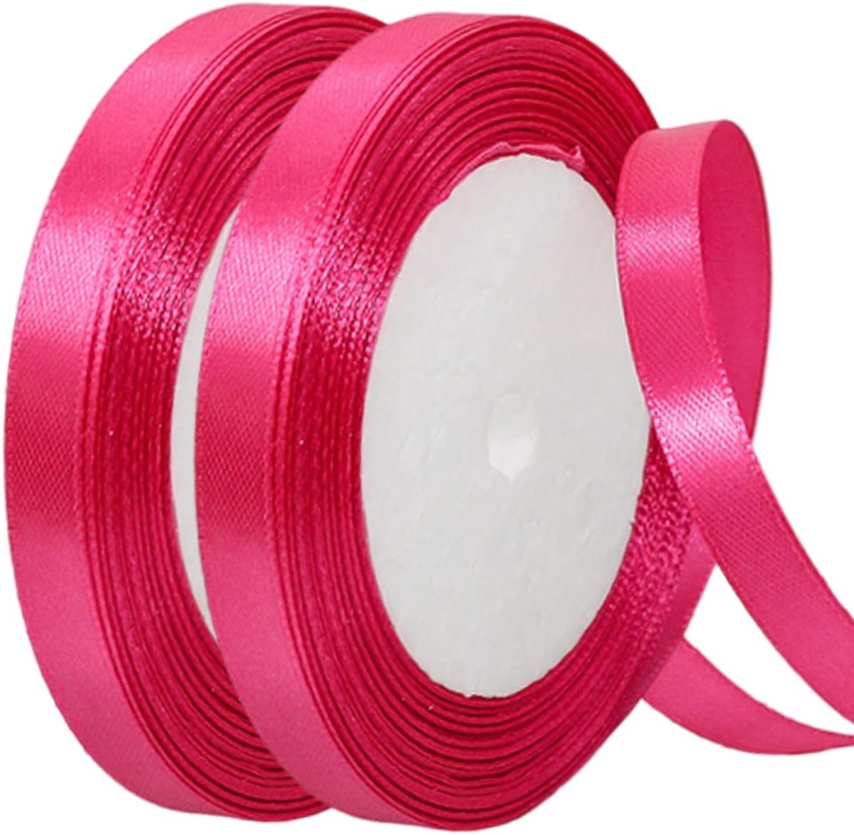 Roze Satijnen Lint 10mm voor Cadeaupapier, 2x22m Ballonnen en Taartdecoratie, Zijde Dikke Roos voor Knutselen, Kerstmis, Bruiloft, Haarstrikjes, Boeketten