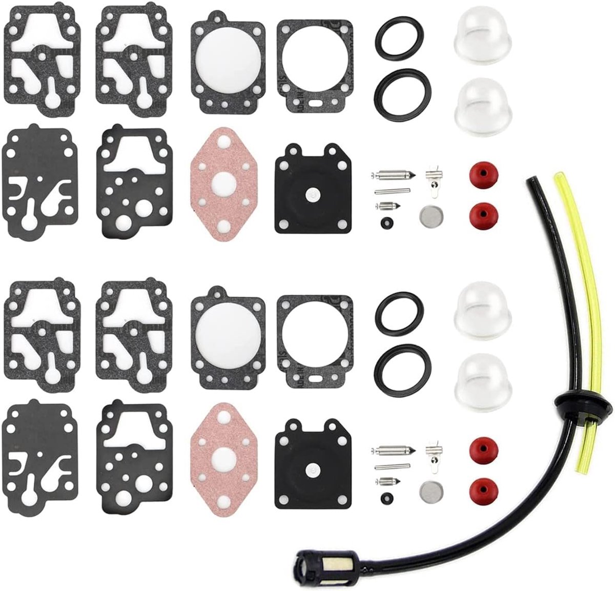 K20-WYL Carburateur Rebuild Kit voor WYL Serie Carb Diafragma en Seals past voor Honda Gx22 voor Kawasaki TGX23 voor Echo GT1100 voor G22L, met Primer Bulb Fuel Line Assembly