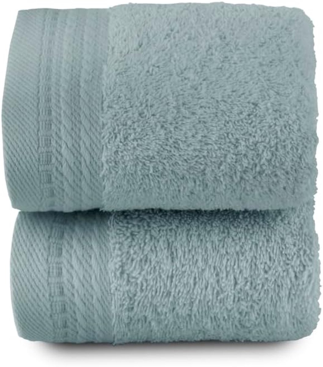 Top Towel Set van 2 bidethanddoeken, kleine handdoeken, 100% gekamd katoen, 600 g/m², 30 x 50 cm, aquamarijn