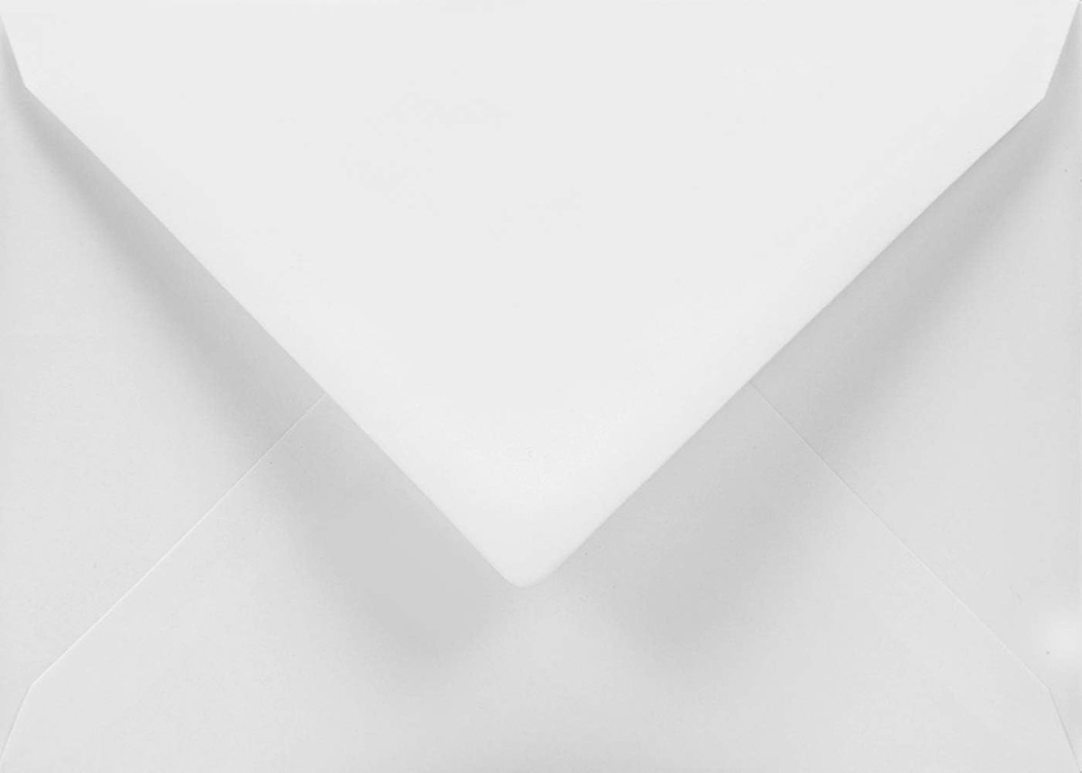 50 witte enveloppen C6 zonder venster puntklep natlijm 114x162mm 120g Aster Smooth White voor uitnodigings verjaardags wenskaarten