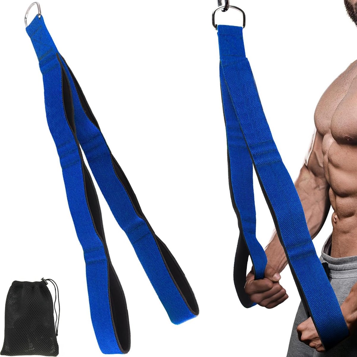triceps touw fitness apparatuur, krachttraining Spantouw wordt geleverd met opbergtas, Triceps-trainer voor lat pulldowns, geschikt voor triceps krachttraining gym accessoire