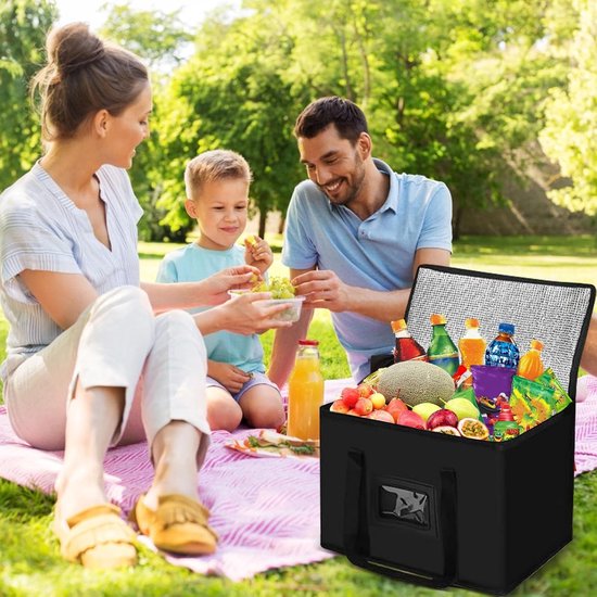 Koeltasdoos - Voedselbezorgtas - Boodschappen Koelen - Premium Isolatiemateriaal - 40 Liter - Zwart — afbeelding 5